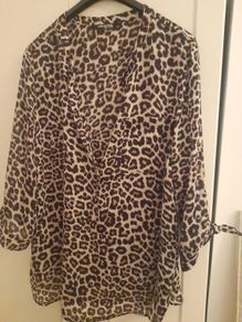 ladies shiffon leopard print over size blouse