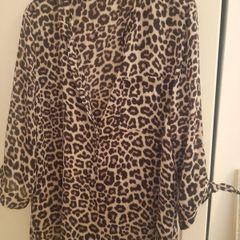 ladies shiffon leopard print over size blouse