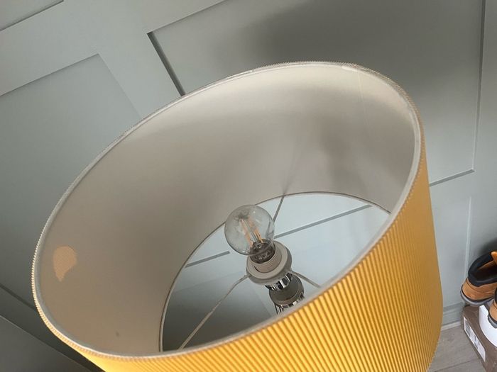 Floor lamp with yellow  drum shade