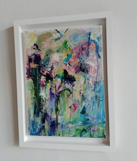 Original Abstract Painting Framed Original Floral Landscspe Garden