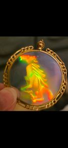 Vintage from the 70s gold Hologram Pendant of a rearing Horse