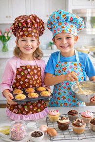 Children ''Cupcake'' Apron and Chef's Hat. Double-sided aprons. PERFECT FOR A GIFT