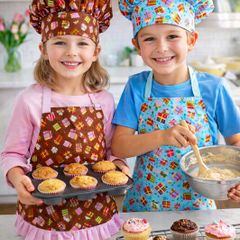 Children ''Cupcake'' Apron and Chef's Hat. Double-sided aprons. PERFECT FOR A GIFT