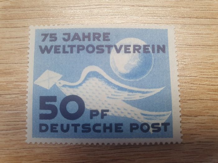 East Germany 1949 "75 Years Universal Postal Union UPU" 50 Pfennig Stamp mint - free standard postage