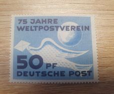 East Germany 1949 "75 Years Universal Postal Union UPU" 50 Pfennig Stamp mint - free standard postage