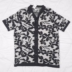Marks & Spencer Black Cream White Floral Pattern Button Up Cotton Shirt Mens Size L