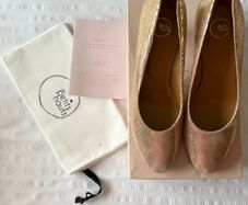 Des Petits Hauts gold high heels with box size 5