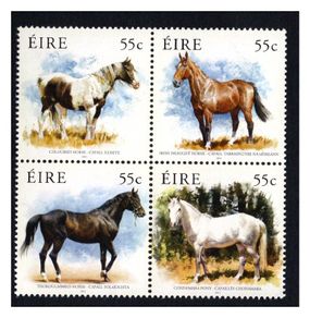 2011 Ireland The Irish Horse (Coloured Horse, irish Draught Horse, Thoroughbred Horse & Connemara Horse) Commemorative Stamps Mint Never Hinged (MNH)