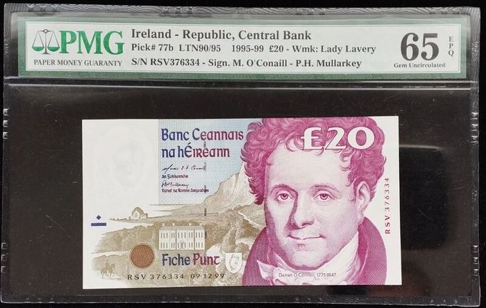 Ireland | 1999 | 20 Pounds | P.77b | Pmg Graded | Gem Unc