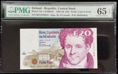 Ireland | 1999 | 20 Pounds | P.77b | Pmg Graded | Gem Unc