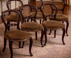Set of Six Antique Victorian Balloon-Back Dining Chairs