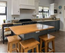 3 solid oak high stools