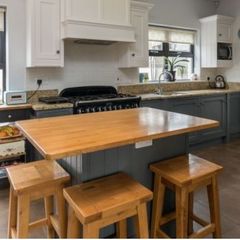 3 solid oak high stools