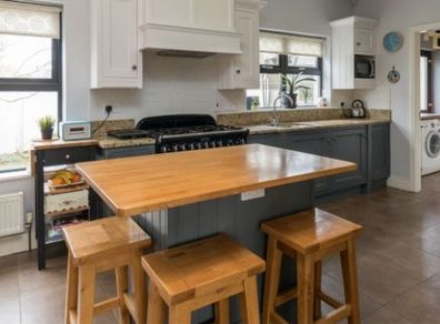3 solid oak high stools