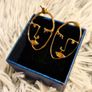 Golden Artistic Face-Shaped Earrings Minimalist Statement Jewelry Image 9