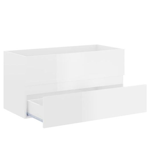 Sink Cabinet with Built-in Basin High Gloss White Chipboard