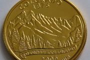 USA Colorado Quarter 1/4 Dollar Rocky Mountains 1876 2006 Gold Plated UNC