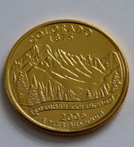 USA Colorado Quarter 1/4 Dollar Rocky Mountains 1876 2006 Gold Plated UNC