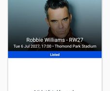 Pitch Front standing Robbie Williams Tues 6 Jul