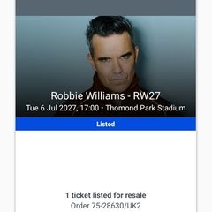 Pitch Front standing Robbie Williams Tues 6 Jul
