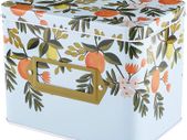 Recipe Box - 6.25 x 4.25 x 5 Inches Decorative Tin Box with Orange Patern - Gift Box for Keeping Recipe Card & Dividers