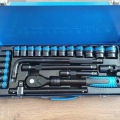 24 pcs professional long and short impact Sockets sets with retractable ratchet handle