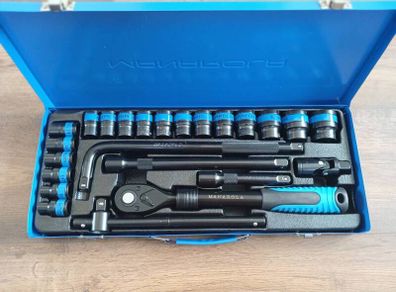 24 pcs professional long and short impact Sockets sets with retractable ratchet handle