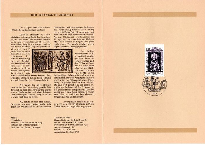 1997 Bundes Republic Deutschland (Germany) Federal Annual Stamp EFT Collection incl 45 images of contents