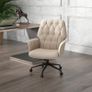 Tufted Linen Office Chair with Adjustable Height, Arm Rest & 360 Swivel Beige Image 3