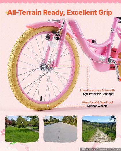 20 in Children Bicycle Ages 7-13, Adjustable Seat High-Carbon Steel Frame