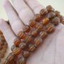 Vintage MultiStrand Yellow Brown Melon Shape Glass Beads Necklace 18 inches Long 9-10mm beads Image 7