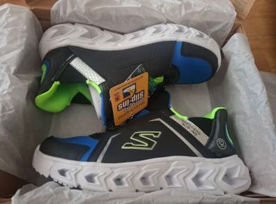 Skechers Hypno-Flash 2.0 - Vexlux Boy's Black/Blue/Lime Trainers  UK 1
