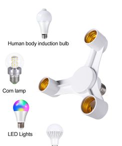 3in1 E27 To E27 Extended LED Bulb Socket Splitter Adapter Bracket Lamp Holder for Home Dining Room Photo Studio