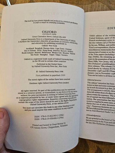 The Writings Of Theobald Wolf Tone, 1763-1795. Edited By T.w. Moody, R.b. Mcdowell And C.j.woods. Paperback In Good Condition.  See Photos For Same.