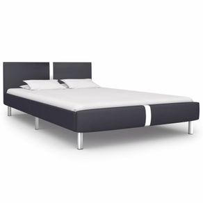 Bed Frame Black Faux Leather 135X190 cm