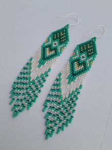 Turquoise Mermaid earrings, silver ear hook