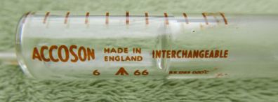 Vintage Accoson  glass syringe, 1940s, prop, display, collectible