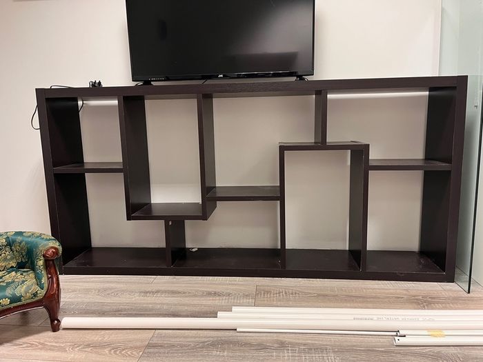 tv unit walnut shelving