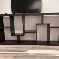 tv unit walnut shelving