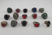Antique Lot of 15 Bohemian Brass Rings  Assorted Ethnic &amp; Tribal Designs