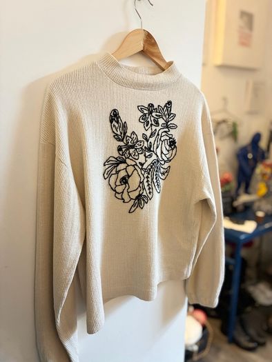 Hand embroidered Zara knit top