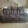 Recliner 3 Seater Sofa Soft Fabric Grey Image 3