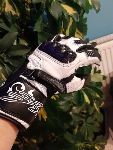 Motorbike helmet and gloves