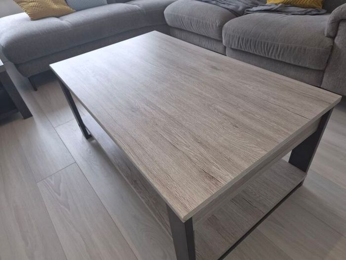Grey Wood Coffee Table with Lower Shelf