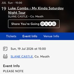 2 x Luke Combs Tickets Sunday 19th July SLANE