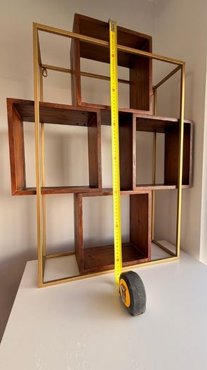 Modern Wooden & Gold Wall Shelf / Display Unit