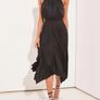 Lipsy Black Halter Pleated High Neck Midi Dress Image 2