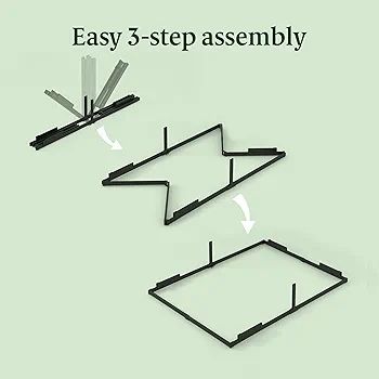 Double Bed Frame - 4ft6 (135 x 190 cm) - 14.2'' Height - Metal Bed Base with Steel Slat Support - Easy Assembly - Black