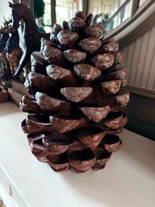 New XXXL frosted detail rustic resin Pinecone with subtle frost detail
