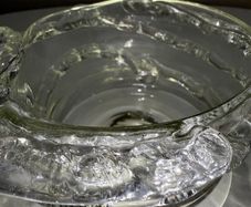 Vintage Textured Ice Bark Art Glass Bowl
